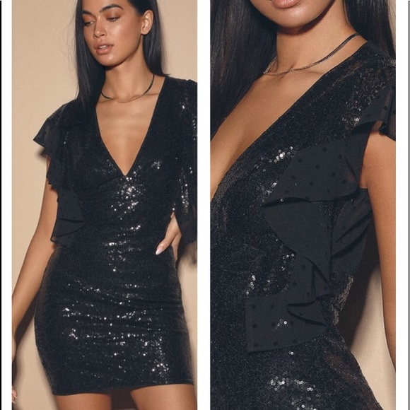 Lulus Dresses & Skirts - Trade Lulus Black Ruffled Sequin Dress